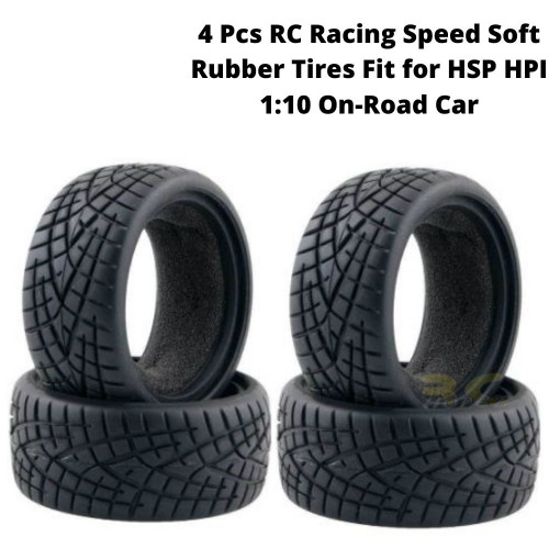 4 Pcs RC Racing Speed Soft Rubber Tires Fit for HSP HPI 1:10 On-Road Car Tire-005-a
