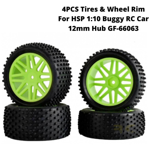 4PCS Tires & Wheel Rim For HSP 1:10 Buggy RC Car 12mm Hub GF-66063