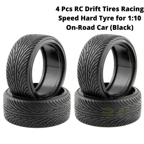 4 Pcs RC Drift Tires Racing Speed Hard Tyre for 1:10 On-Road Car (Black) Tire-002-a