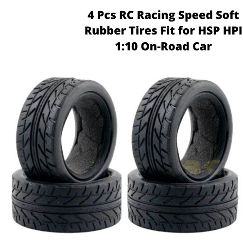 4 Pcs RC Racing Speed Soft Rubber Tires Fit for HSP HPI 1:10 On-Road Car Tire-005-b