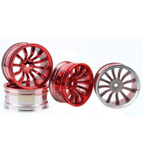 4pcs Plastic Wheel Rim Offset 6mm For RC 1:10 On-Road Car (Red) HUB-016-b