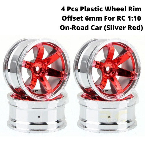 4 Pcs Plastic Wheel Rim Offset 6mm For RC 1:10 On-Road Car (Red) Hub-019-a