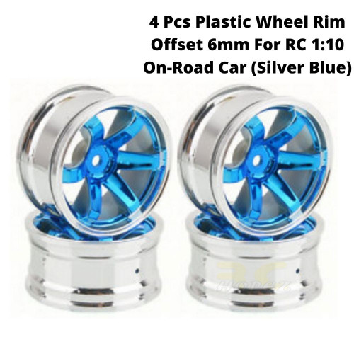 4 Pcs Plastic Wheel Rim Offset 6mm For RC 1:10 On-Road Car (Blue) Hub-019-b