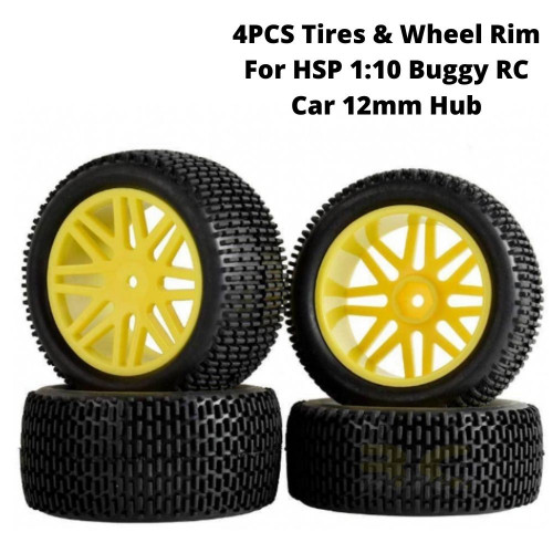 4PCS Tires & Wheel Rim  For HSP 1:10 Buggy RC Car 12mm Hub GF-66044