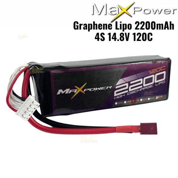 Maxpower Graphene Lipo 14.8V 2200mAh 120C 4S Lipo Battery with Dean Plug MP2120-4G
