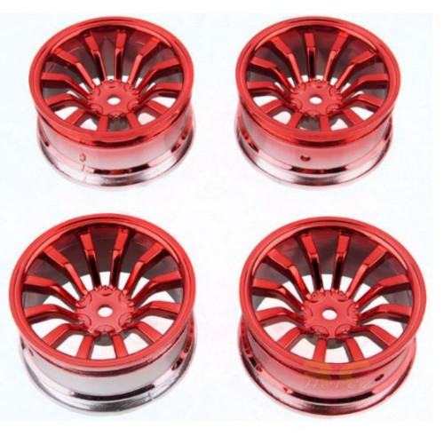 4pcs Plastic Wheel Rim Offset 6mm For RC 1:10 On-Road Car (Red) HUB-016-b