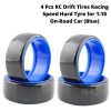 4 Pcs RC Drift Tires Racing Speed Hard Tyre for 1:10 On-Road Car (Blue) Tire-011-b