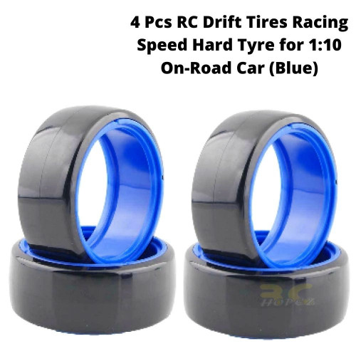 4 Pcs RC Drift Tires Racing Speed Hard Tyre for 1:10 On-Road Car (Blue) Tire-011-b