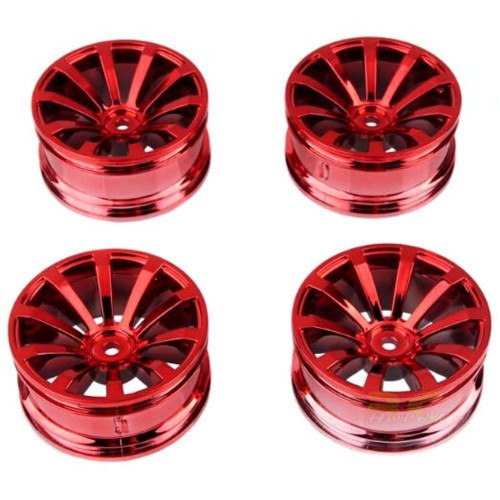 4pcs Plastic Wheel Rim Offset 6mm For RC 1:10 On-Road Car (Red) HUB-010-b