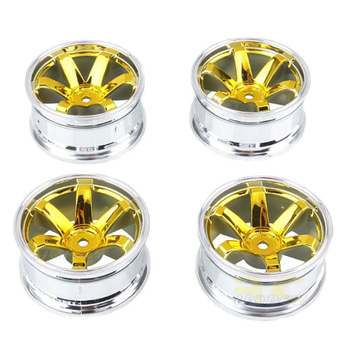 4 Pcs Plastic Wheel Rim Offset 6mm For RC 1:10 On-Road Car (Yellow) Hub-019-c