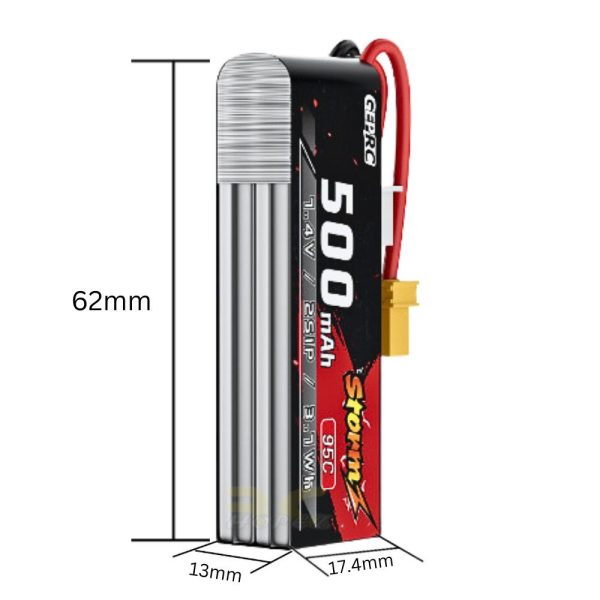 GEPRC Storm 2S 500mAh 95C 7.4V LiPo Battery With XT30 Plug for DarkStar20 GEP500/95-2S