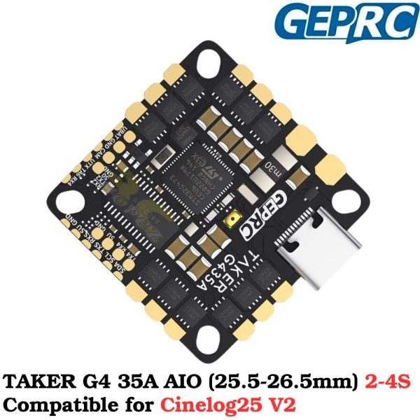 GEPRC TAKER G4 35A AIO 2-4S G4 FC 35A 4in1 ESC 25.5-26.5mm for Cinelog25 V2 FPV Racing Drone GEP-G4-35
