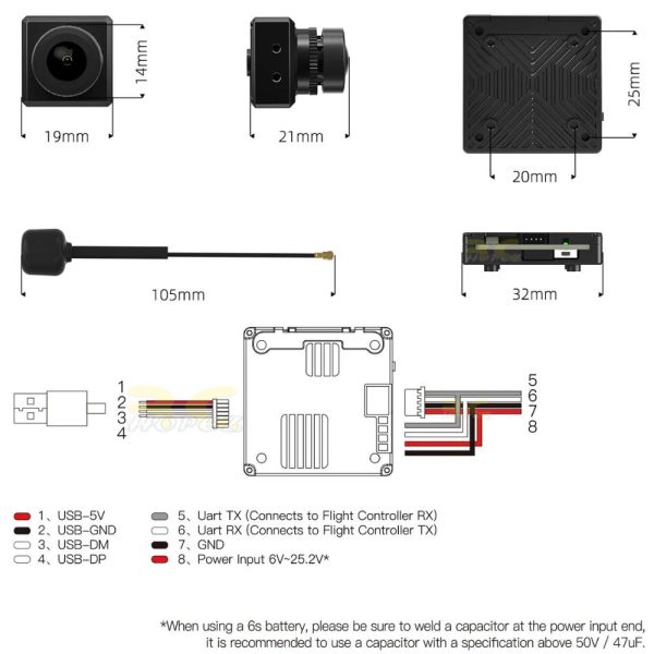 Caddx Walksnail Avatar HD V2 Camera / VTX V2 (Dual Antennas Version) Kit 32G WN-Avatar V2-DUAL