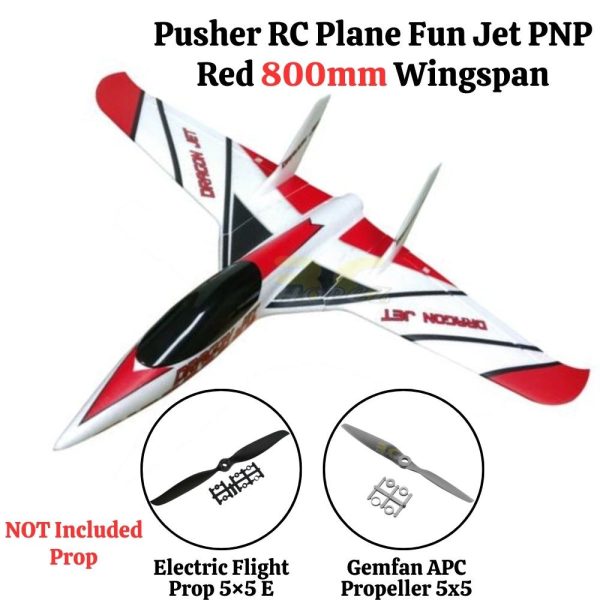 Pusher RC Plane Fun Jet PNP Red 800mm Wingspan AF-S018