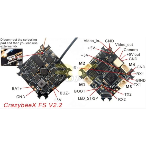 c342723da00966ff4793d6a1b6d2ef1d.jpeg Happymodel CrazybeeX V2.2 F4 1-2S AIO (25.5x25.5) Flight Controller for Crux3 Toothpick Whoop - Flysky HPV22-FL