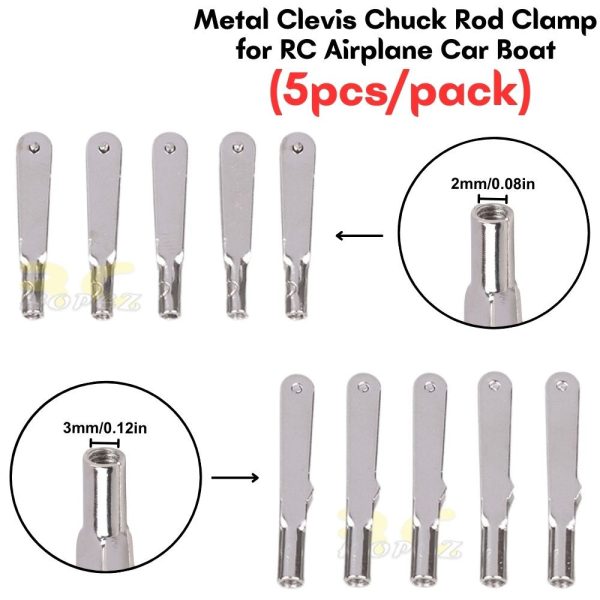 5Pcs Metal Clevis Chuck Rod Clamp M2(2mm) / M3(3mm) Optional Suitable for RC Fix Wing Airplane Car Boat FP0203-A