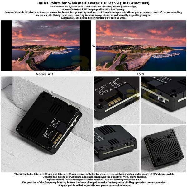 Caddx Walksnail Avatar HD V2 Camera / VTX V2 (Dual Antennas Version) Kit 32G WN-Avatar V2-DUAL