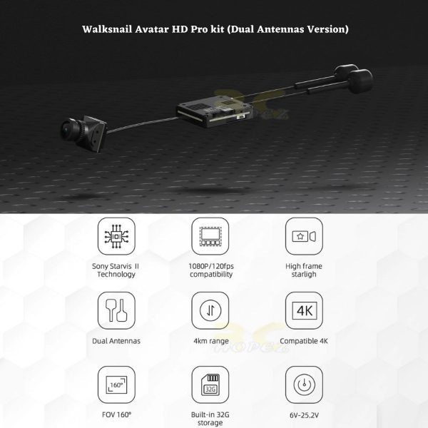 f378a51db6371e838634ca141b6c6a53.jpeg Caddx Walksnail Avatar HD Pro Camera / VTX V2 (Dual Antennas Version) Kit 32G with Gyroflow WN-Avatar Pro-DUAL