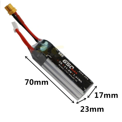 Alienmodel 3S HV 11.4V 650mAh 60C Lipo Battery with XT30 Plug AL650/60-3S