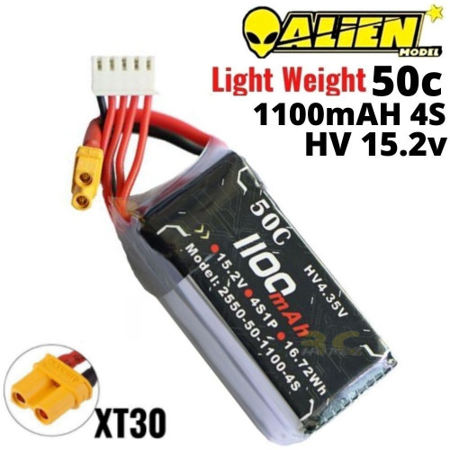 4f74143d252b5bf95063cf4957b392df.jpeg Alienmodel 4S 15.2HV 1100mAh 50C Lipo Battery with XT30 Plug AL1100/50-4S