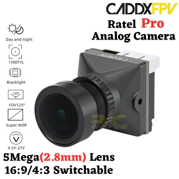 CaddxFPV Ratel Pro 1500TVL 16:9/4:3 NTSC/Pal Super WDR FOV125 19X19mm Camera for Day and Night FPV Drone WN-Ratel Pro