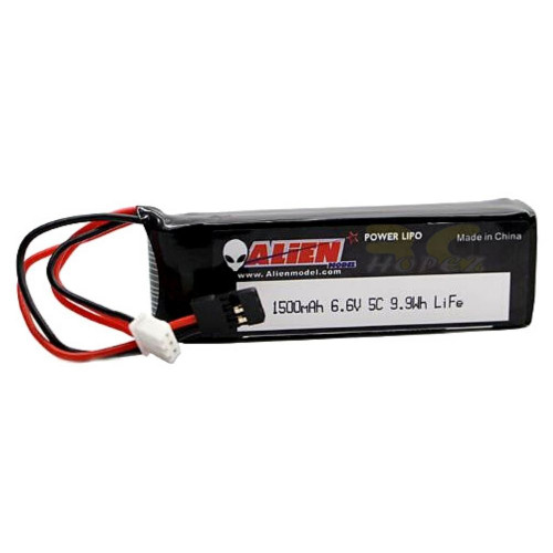 Alienmodel 2S 1500mAh 5C 6.6V 9.9WH LiFe Battery with JR Futaba Plug AL1500/5-2S