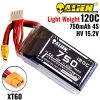 Alienmodel 4S HV 15.2V 750mAh 120C Lipo Battery with XT60 Plug AL750/120-4S6