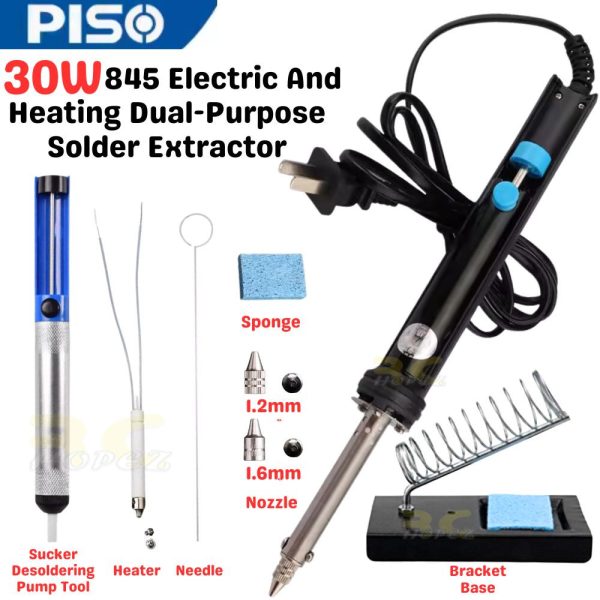 Piso Solder 30W 845 Desoldering Pump Electric Vacuum Desoldering Iron Suction Pump Soldering Repair Removal Tool BG-845