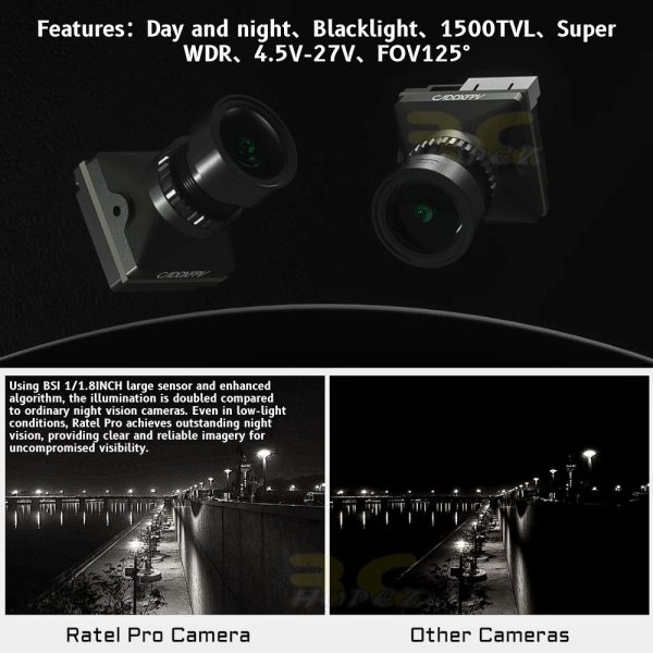 73a241c8fcbc22d8f7694c614c3f5091.jpeg CaddxFPV Ratel Pro 1500TVL 16:9/4:3 NTSC/Pal Super WDR FOV125 19X19mm Camera for Day and Night FPV Drone WN-Ratel Pro