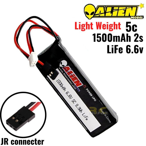 98746eb2c85af10c45177a55fbb1a18b.jpeg Alienmodel 2S 1500mAh 5C 6.6V 9.9WH LiFe Battery with JR Futaba Plug AL1500/5-2S