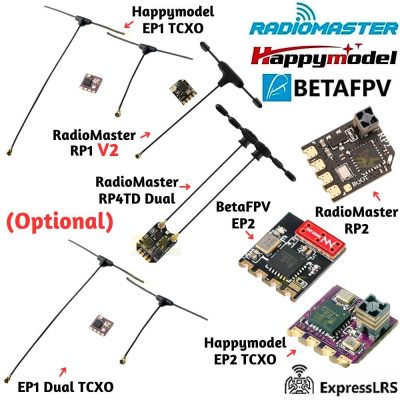 Happymodel Radiomaster BetaFpv EP1/EP1 Dual/EP2/RP1 V2/RP2 RX 2.4G ELRS Nano True Diversity RX For ES24TX,ELRS Module