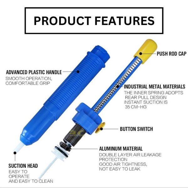 Heavy Duty Solder Cleaner Desoldering Desolder Welding Suction Pump Sucker Pen Vacuum Soldering Iron Removal BG-SKN