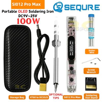 SEQURE SI012 Pro Max Portable OLED Soldering Iron 100W With LED Light Support PD/QC/3S-6S Battery Power Supply SQN-SI012