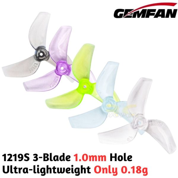 77a6cfdc63a482dfbc003ec1b025a305.jpeg Gemfan 1219S 1.2×1.9×3 31mm 1.0mm Hole 3-blade Propeller (4 pairs/8pcs) Gem1219S