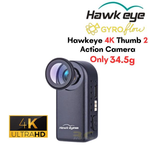 Hawkeye 4K Thumb 2 Action Camera 12MP 4K FOV 170 Degree 34.5g Support Gyroflow WiFi Magnetic Camera for FPV Drone XJ556