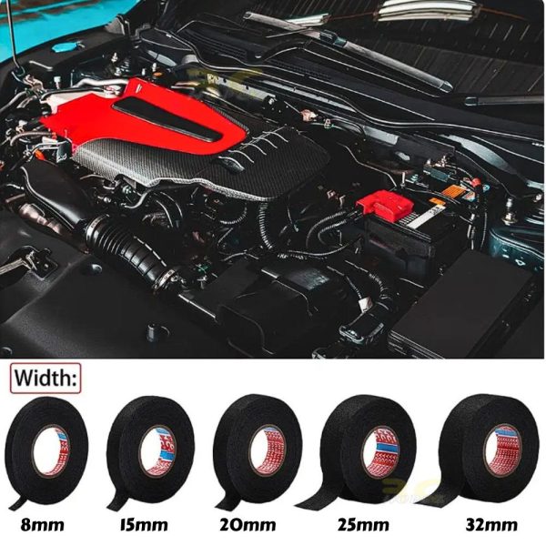 15m Heat-resistant Adhesive Cloth Automotive Wiring Harness Wire Tape Car Heat Sound Isolation Soundproof For RC BG-Tape