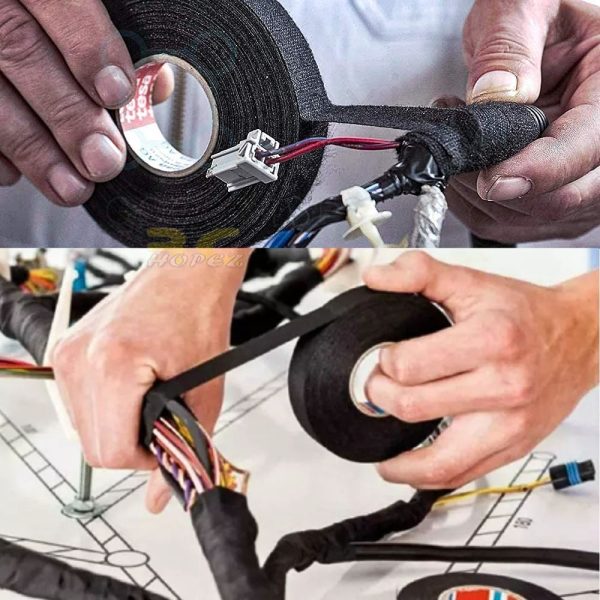 15m Heat-resistant Adhesive Cloth Automotive Wiring Harness Wire Tape Car Heat Sound Isolation Soundproof For RC BG-Tape