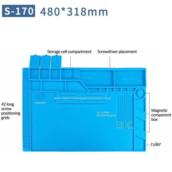 Silicone Pad S140/150/160/170/A500 Soldering Magnetic Heat-Resistant Station Mat for Soldering Repair Station BG-Pad