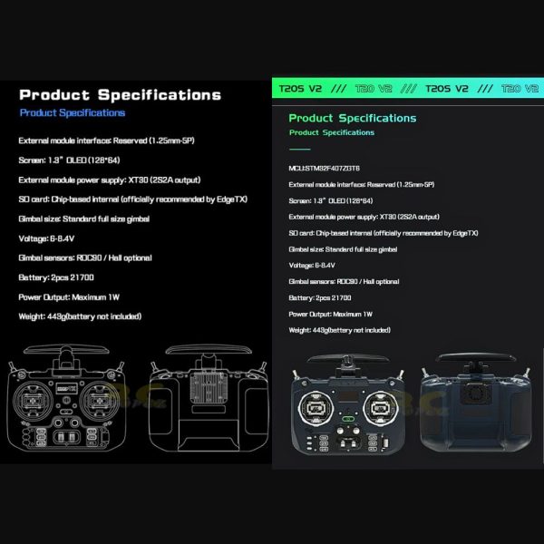 Jumper T20 T-20 T20S T-20S V2 ELRS 2.4GHz Hall/RDC90 Sensor Gimbals OLED Screen Max 1000mW EdgeTX Remote Control Mode 2