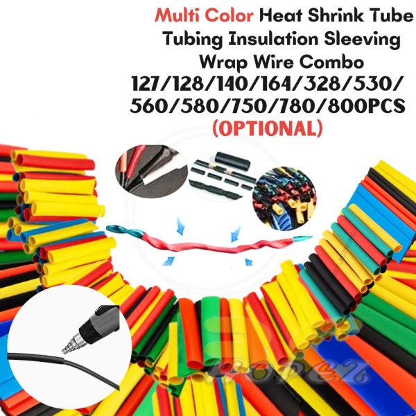 Multi Color Heat Shrink Tube Insulation Sleeving Wrap (127/128/140/164/328/530/560/580/750/780/800Pcs)Optional BG-Tube-A