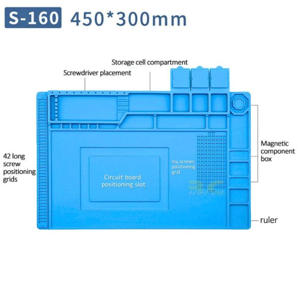 Silicone Pad S140/150/160/170/A500 Soldering Magnetic Heat-Resistant Station Mat for Soldering Repair Station BG-Pad