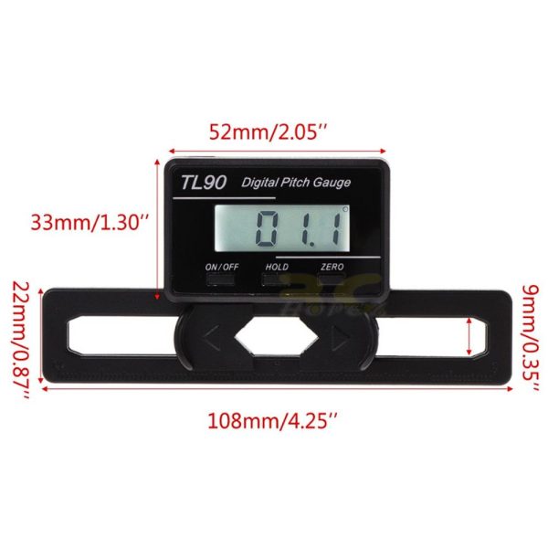 TL90 Digital Pitch Gauge LCD Backlight Display Blades Angle Measurement Tool For ST250-800 Flybarless Helicopter TL90