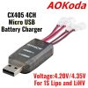 c49dd406ef2996bfeffdf3685d6cc59f.jpeg AOKoda CX405 4CH Micro USB Battery Charger Voltage 4.20V / 4.35V For 1S Lipo and LiHV Battery