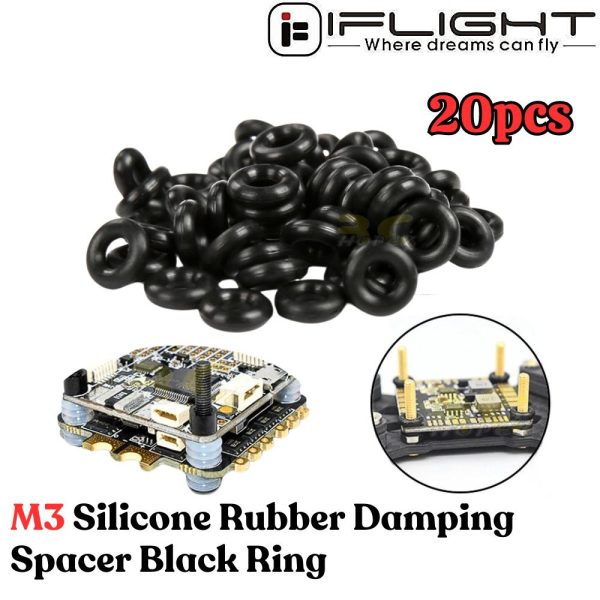 iFlight M3 Silicone Rubber Damping Spacer Stoppers Washer Shock Absorbor Black Ring (20 pcs/pack) MX235