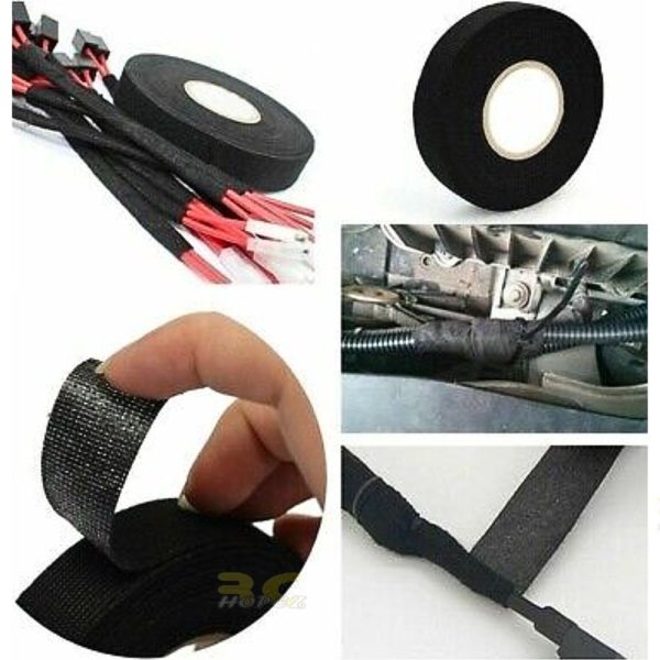 15m Heat-resistant Adhesive Cloth Automotive Wiring Harness Wire Tape Car Heat Sound Isolation Soundproof For RC BG-Tape