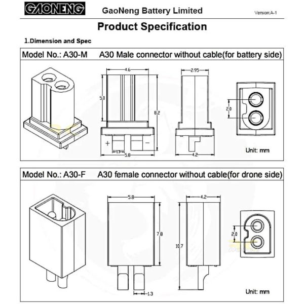 04666e8a93b567cf83ff0445c4940cfb.jpeg A30 converter to PH2.0 Connectors Gaoneng GNB A30 for FPV Whoops Quads Batteries GNB-A30