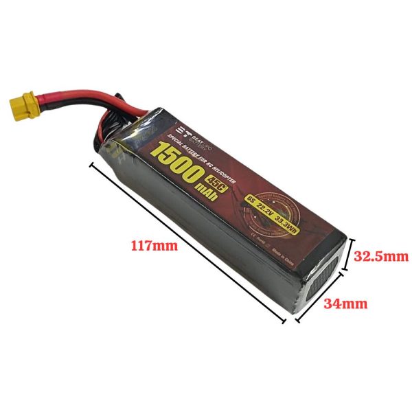 BEAT 22.2V 1500mAh 45C 6S LiPo Battery With XT60 Plug for Goblin 380/GAUI X3/Align 450L RC Helicopter BT1500/45-6S