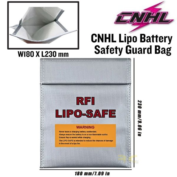 CNHL Lipo Safe Bag Fireproof Bag Safety Case Guard Fire Safe Charge Sack Nylon Portable Cover W180xL230mm CNHL-RFI Bag
