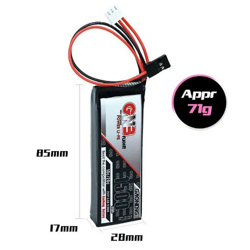 Gaoneng GNB 1500mAh 2S 10C/20C 6.6V 9.9WH LIFe Battery with  JR Futaba Plug GNB1500/10-2S
