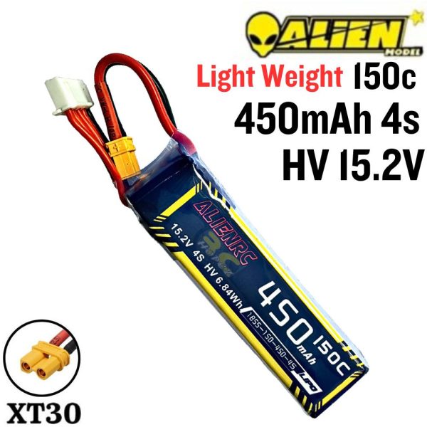296ca599de932a20025560c298e3b6a3.jpeg Alienmodel 4S HV 15.2V 450mAh 150C Lipo Battery with XT30 Plug AL450/150-4SL